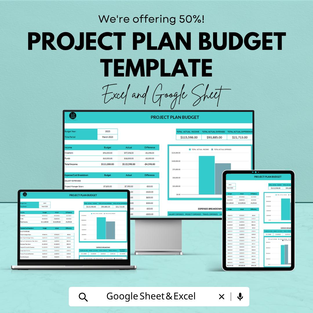 Project Plan Budget Template | Project Budget Planner | Business Expense Tracker | Financial Planning Spreadsheet | Project Management Tool