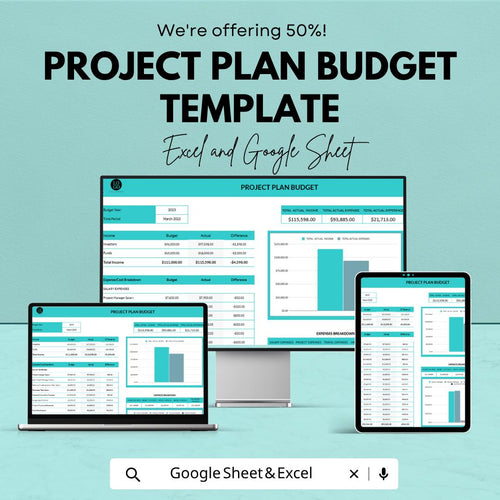Project Plan Budget Template | Project Budget Planner | Business Expense Tracker | Financial Planning Spreadsheet | Project Management Tool