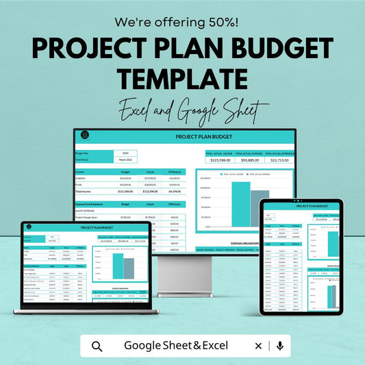 Project Plan Budget Template | Project Budget Planner | Business Expense Tracker | Financial Planning Spreadsheet | Project Management Tool