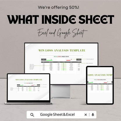 Win-Loss Analysis Template | Sales Deal Tracker Spreadsheet | Excel & Google Sheets CRM | Sales Performance Analysis Tool