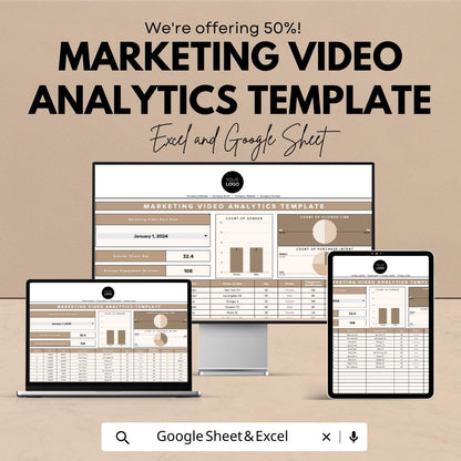 Marketing Video Analytics Template, Video Performance Tracker, Campaign Analytics Spreadsheet, Digital Download