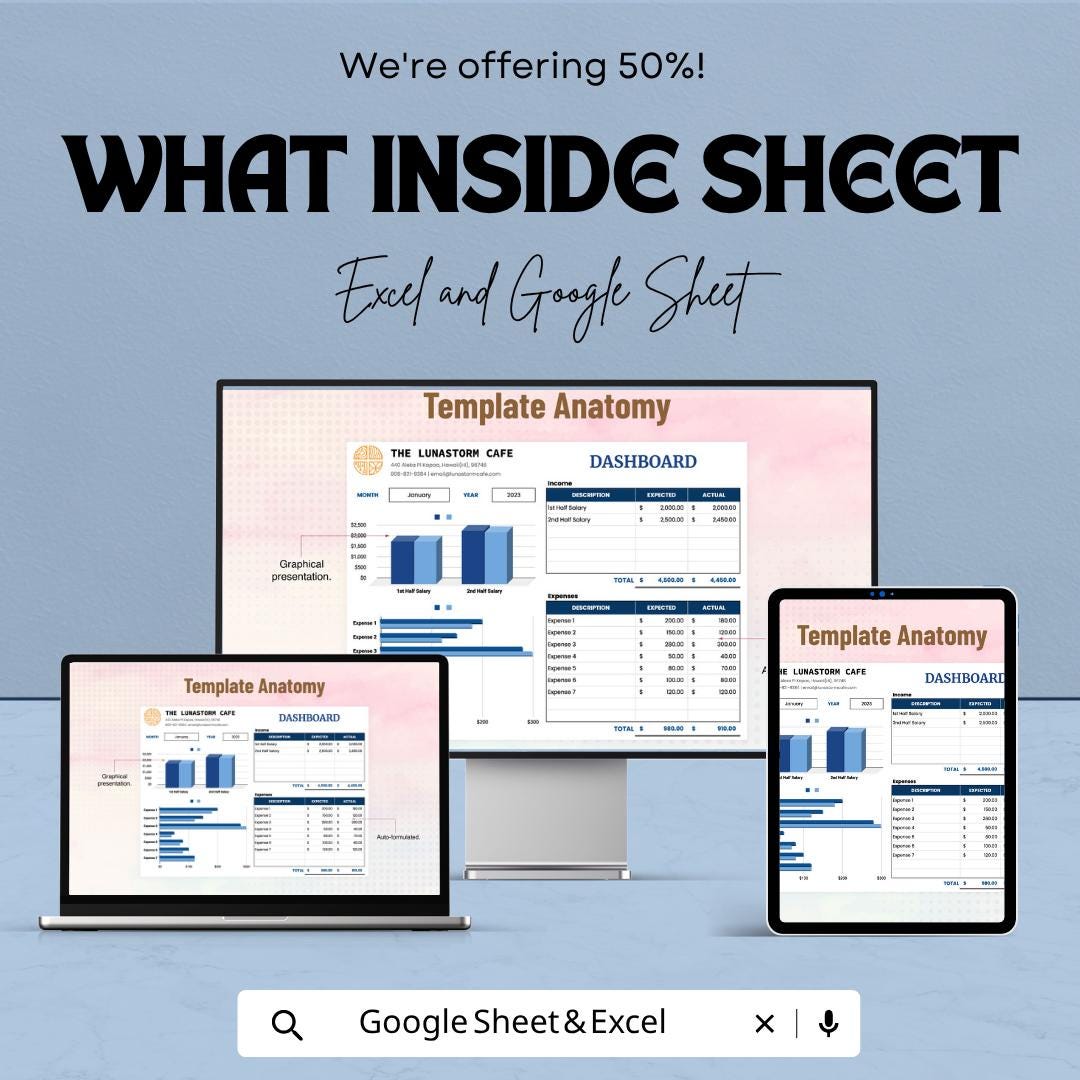 Monthly Budget Planner Template | Budget Spreadsheet | Finance Tracker | Income Expense Tracker | Monthly Budget Dashboard