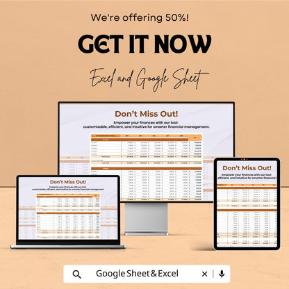 Net Income Balance Sheet | Excel & Google Sheet Template | Revenue, Expense, and Profit Tracker