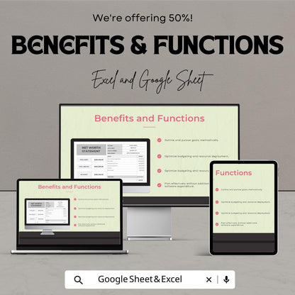 Net Worth Statement Template | Excel and Google Sheets | Personal Finance Tracker, Asset & Liability Calculator, Budget Planner