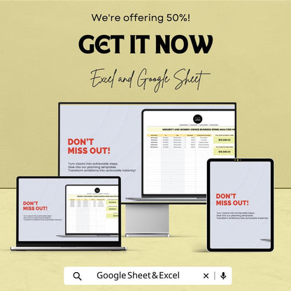 Minority & Women-Owned Business Spend Analyzer HR Template | Excel and Google Sheets | Supplier Diversity Tracking Tool