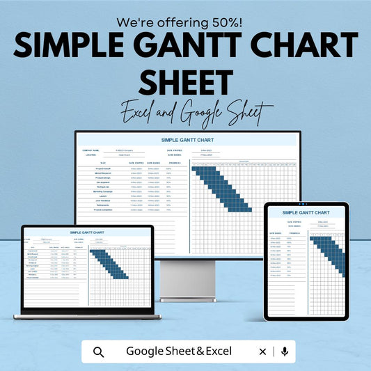 Simple Gantt Chart Template | Excel & Google Sheets | Project Management Tool for Timelines, Tasks, and Deadlines