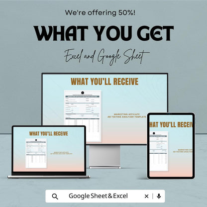 Marketing Affiliate AB Testing Analyzer Template | Marketing Optimization Tool | Analytics Spreadsheet | Conversion Analysis Template