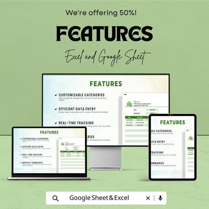 Business Expense Sheet Template | Excel and Google Sheets Expense Tracker | Small Business Budget Spreadsheet | Income and Expense Log