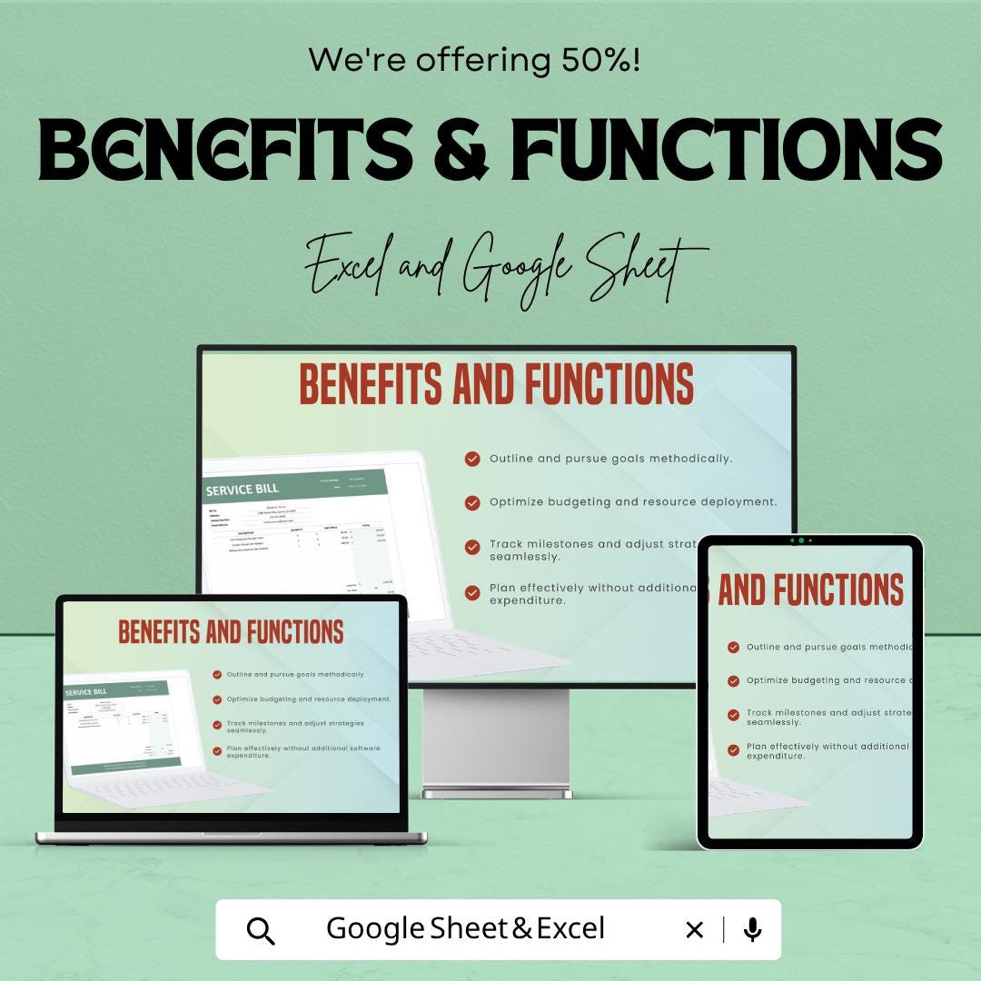 Service Bill Template | Invoice Billing Spreadsheet | Service Invoice Tracker | Excel & Google Sheets | Business Payment Management Sheet