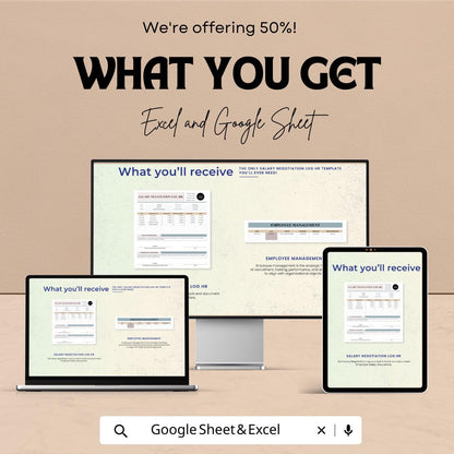 Salary Negotiation Log HR Template | Employee Compensation Tracker | HR Salary Log | Excel & Google Sheets Template