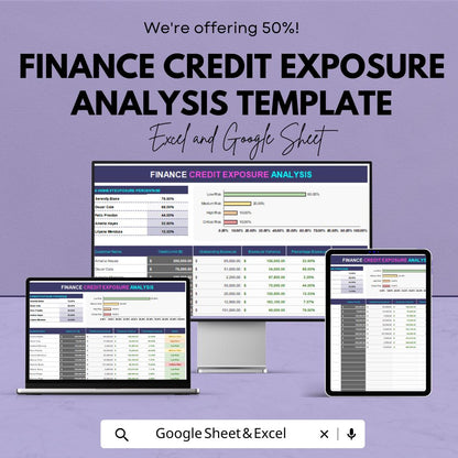 Finance Credit Exposure Analysis Template | Credit Exposure Dashboard | Financial Risk Management Spreadsheet
