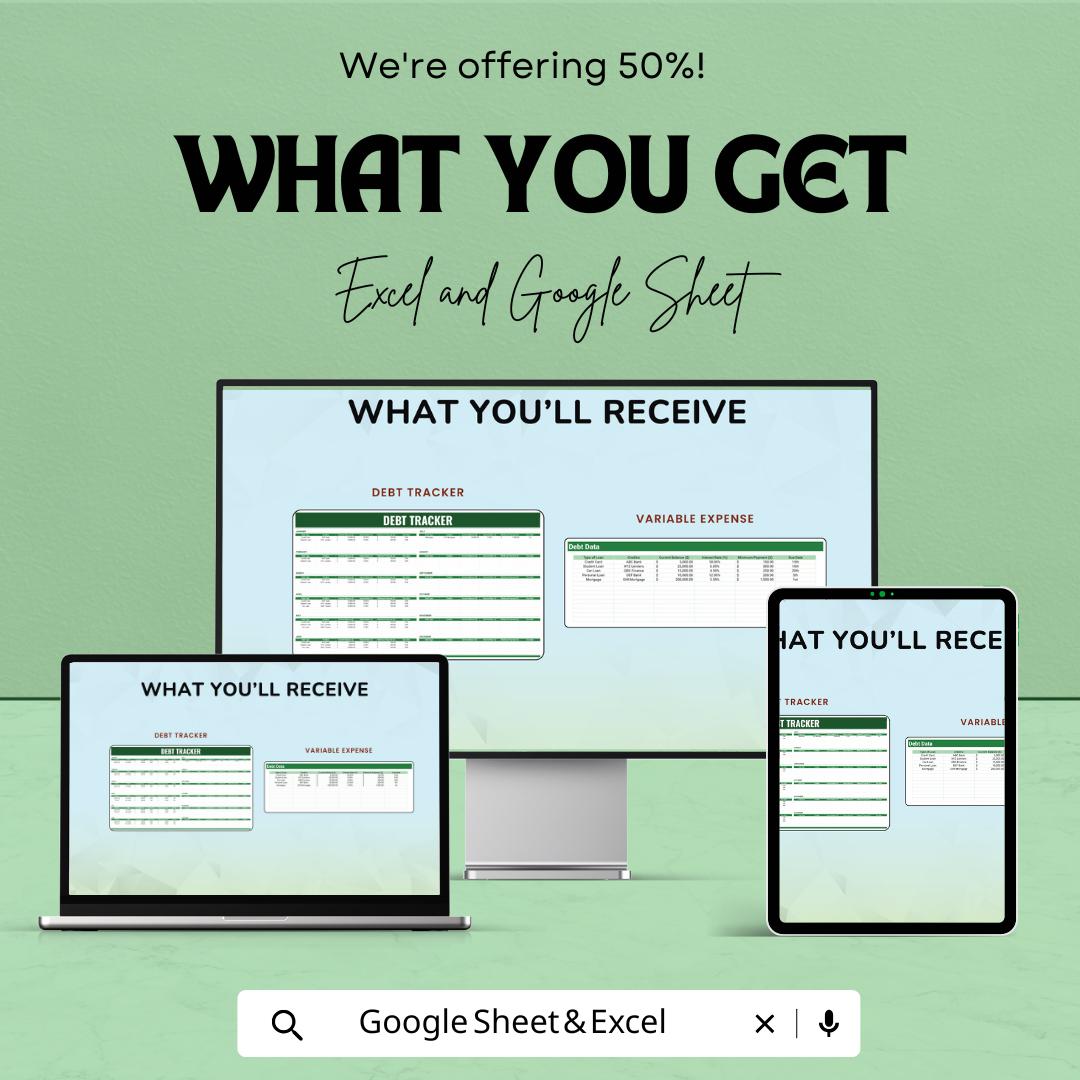 Debt Tracker Template | Excel & Google Sheets | Monthly Debt Spreadsheet | Personal Finance Planner | Debt Payoff Tracker