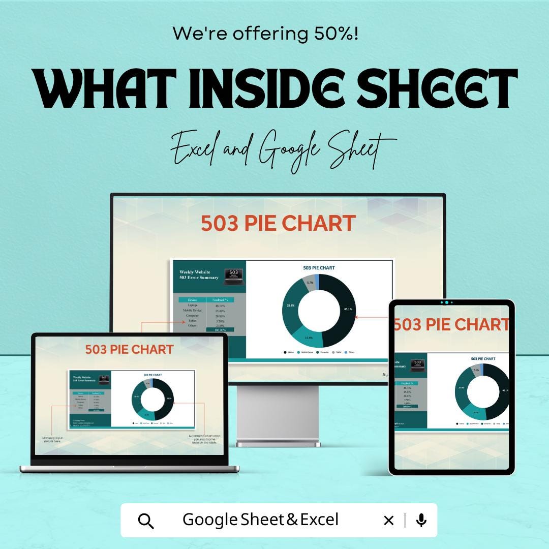 503 Pie Chart Sheet – Excel & Google Sheets Template | Customizable Data Visualization | 50% Off
