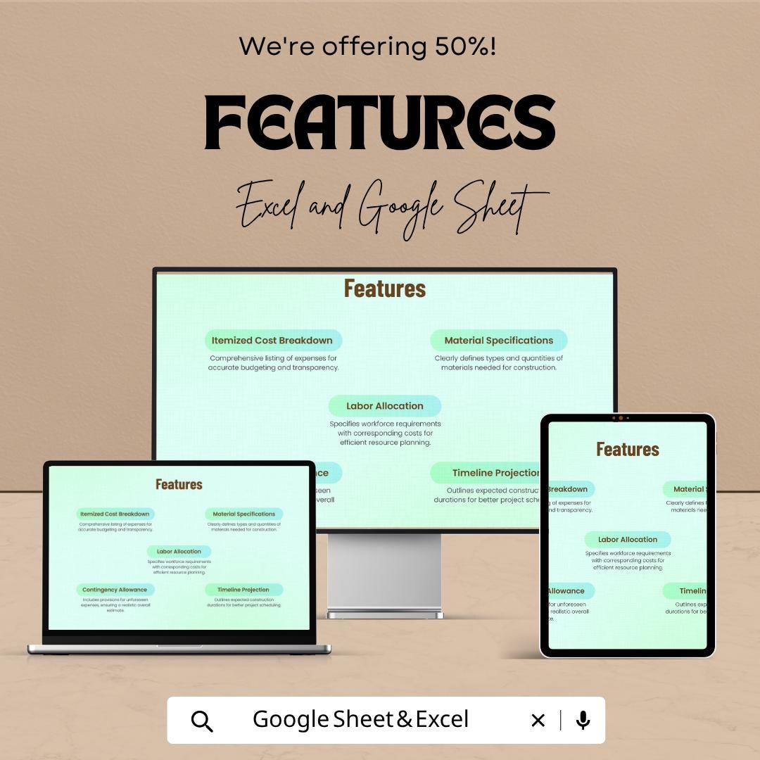Compound Wall Estimate Template | Construction Cost Estimate Spreadsheet | Contractor Quote Template | Excel & Google Sheets Builder Tool