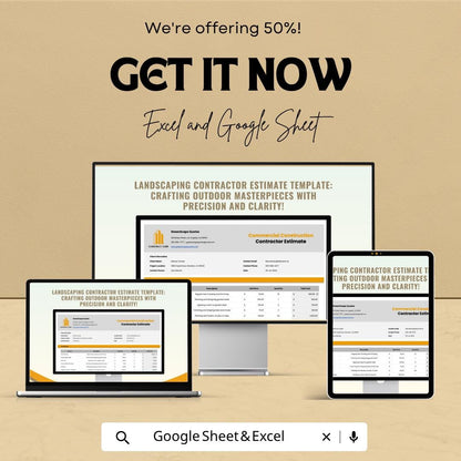 Landscaping Estimate Template | Landscaping Contractor Estimate Spreadsheet | Lawn Care Bid Proposal Template