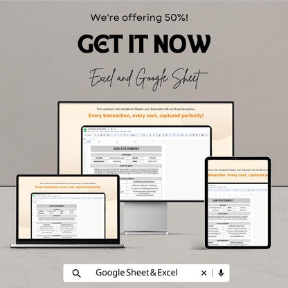 Job Statement Sheet | Google Sheets & Excel | Editable Job Description Template | HR Document | Instant Download | PDF + XLSX Format