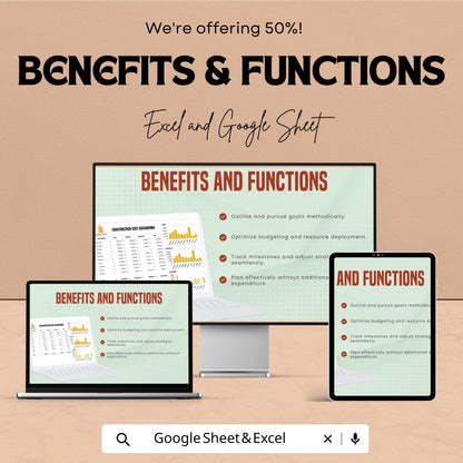 Construction Cost Breakdown Template  | Construction Budget Spreadsheet | Project Cost Estimator | Contractor Budget Planner