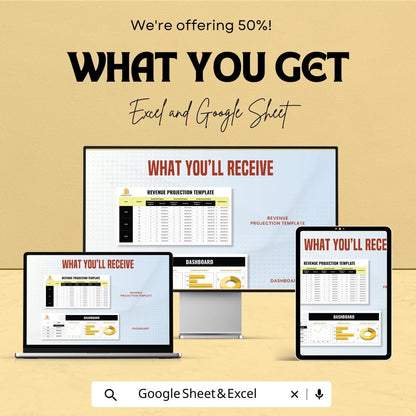 Revenue Projection Template | Excel & Google Sheets | Sales Forecasting Spreadsheet | Revenue Planning Tool | Financial Projection Template