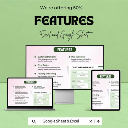 Customer Database Excel Template | Excel & Google Sheets Client Management System | Customer Records Tracker | Business Database Spreadsheet