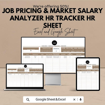 Job Pricing & Market Salary Analyzer HR Sheet | Excel and Google Sheets | HR Compensation Tool | Salary Benchmarking | Instant Download