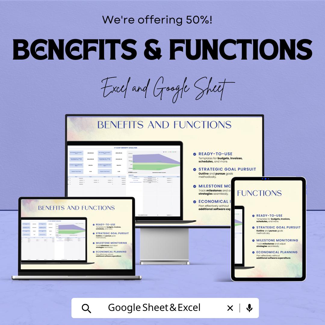 IT Cost Benefit Analysis Template | Google Sheets & Excel Financial Model | Project ROI Calculator | Business Cost Benefit Spreadsheet