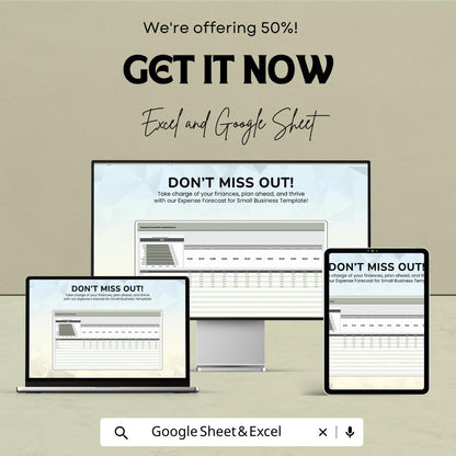 Expense Forecast for Small Business Template | Excel and Google Sheets Expense Planner | Monthly & Yearly Budget Forecast Spreadsheet