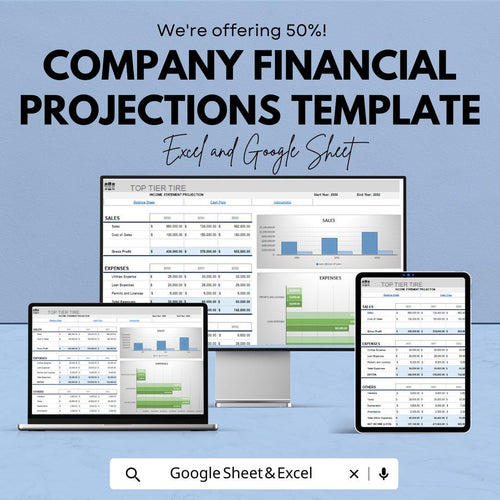 Company Financial Projections Template | Business Budget Planner | Income Statement, Cash Flow and Balance Sheet | Startup Finance Tool