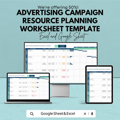 Advertising Campaign Resource Planning Template  | Marketing Campaign Planner | Project Timeline Tracker | Campaign Management Sheet