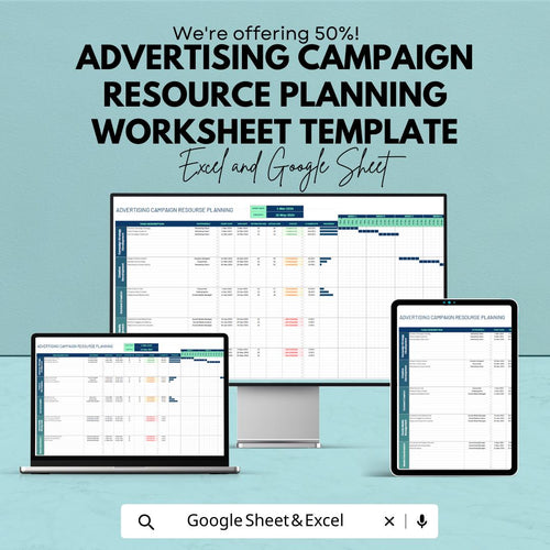 Advertising Campaign Resource Planning Template  | Marketing Campaign Planner | Project Timeline Tracker | Campaign Management Sheet