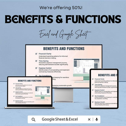 Small Business Expense Workbook Template | Expense Tracker Spreadsheet | Business Budget Planner | Monthly Finance Tracker