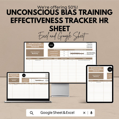 Unconscious Bias Training Effectiveness Tracker | HR Training Template | Excel & Google Sheets