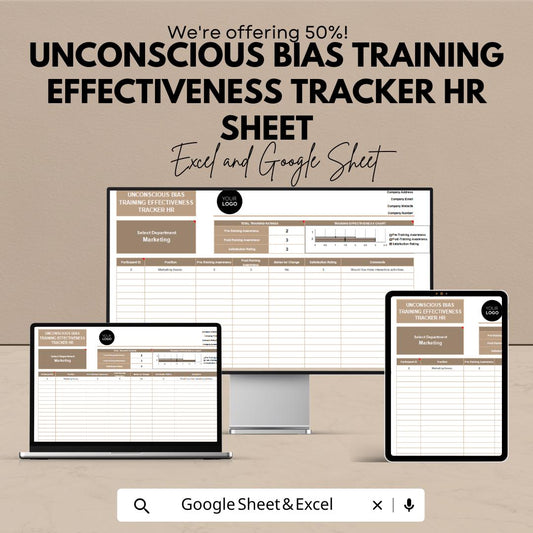 Unconscious Bias Training Effectiveness Tracker | HR Training Template | Excel & Google Sheets