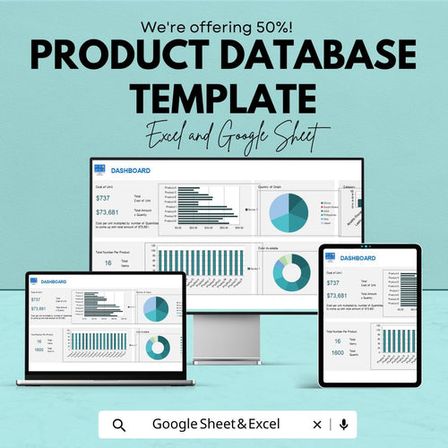 Product Database Template | Business Inventory Tracker | Product Cost Calculator | Data Management Spreadsheet