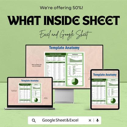 Business Sales Budget Template | Sales Budget Spreadsheet | Revenue and Expense Tracker | Business Dashboard | Excel & Google Sheets