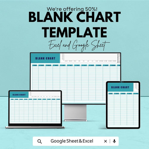 Blank Chart Template | Editable Excel & Google Sheet Chart | Customizable Data Tracking Spreadsheet | Printable Planner Sheet