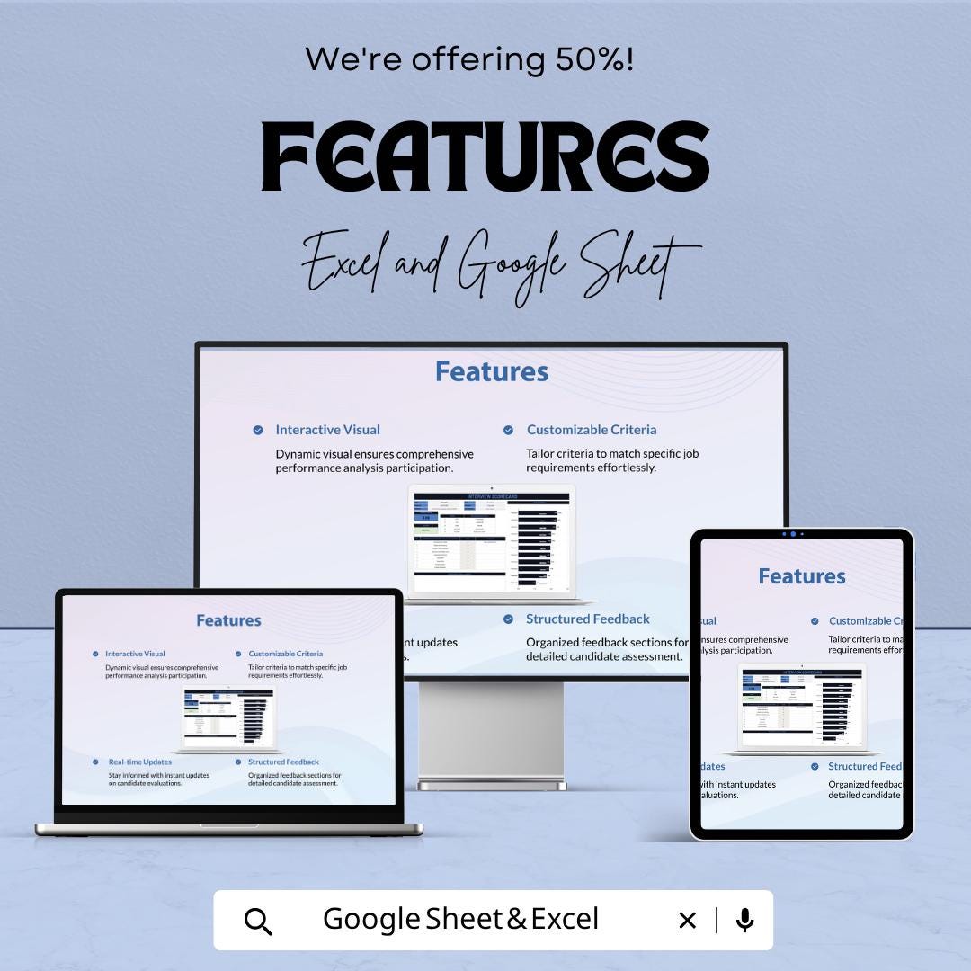 Interview Scorecard Template | Candidate Evaluation Sheet | Interview Assessment Tracker | HR Recruitment Tool