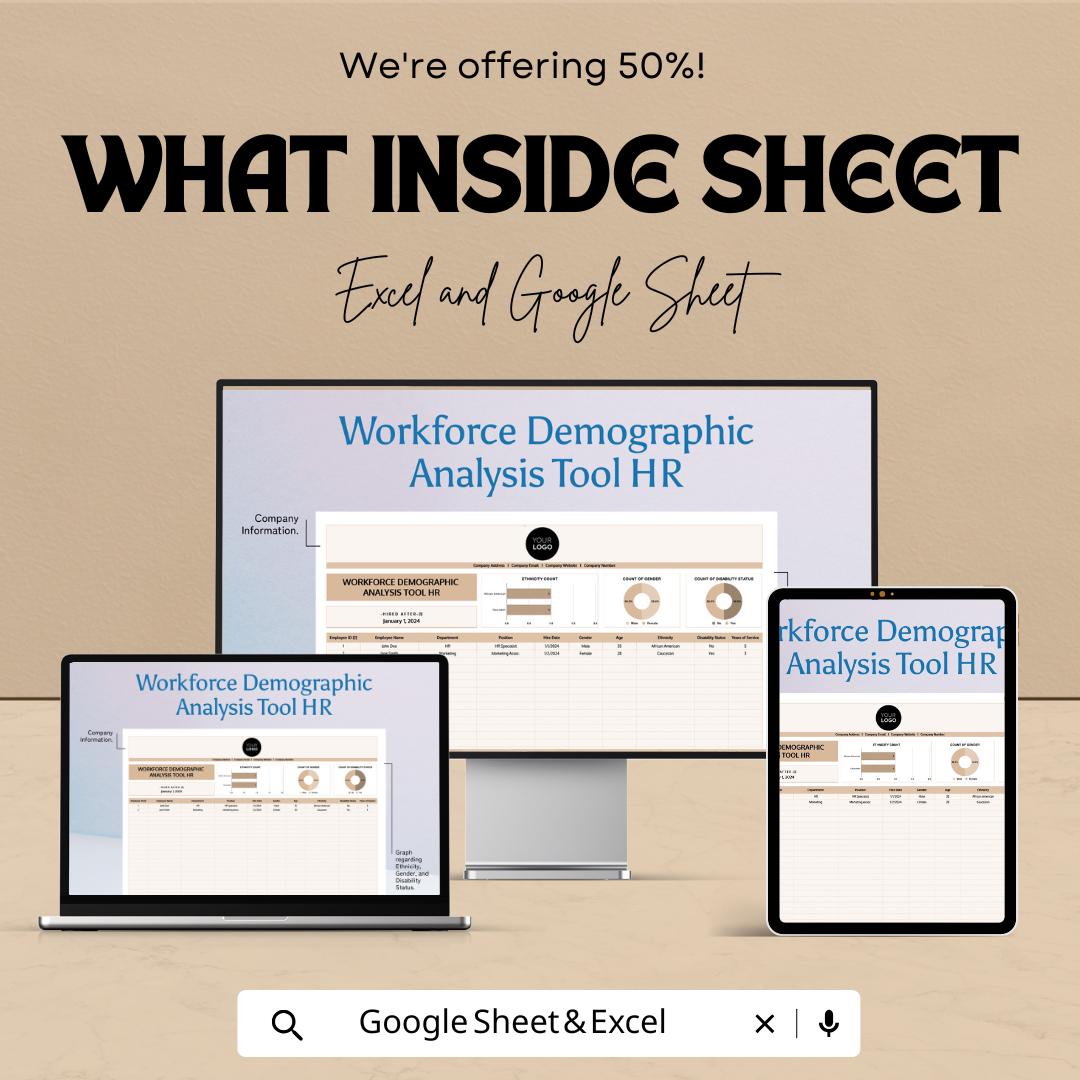 Workforce Demographic Analysis Tool HR Template | Excel & Google Sheets HR Analytics Dashboard | Employee Diversity Tracker