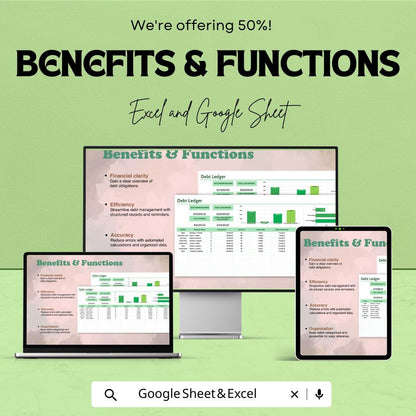 Debt Ledger Template | Debt Tracker | Loan Tracking Spreadsheet | Financial Planner | Debt Management Tool | Payment Tracker