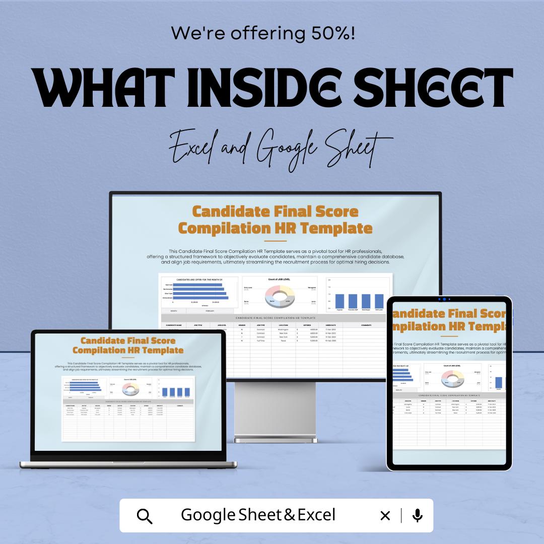 Candidate Final Score Compilation HR Template | Hiring Evaluation Spreadsheet | Candidate Scoring Dashboard | Excel & Google Sheets HR Tool