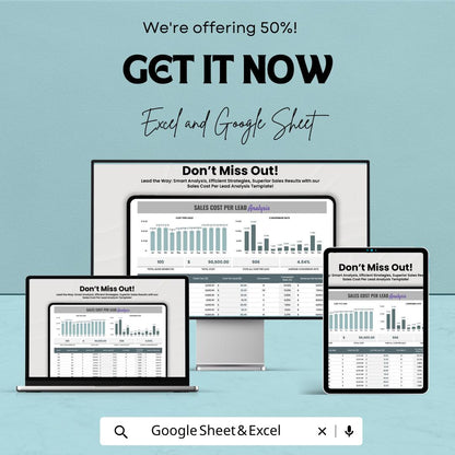 Sales Cost Per Lead Analysis Template | Marketing Cost Tracking Spreadsheet | CPL & Conversion Analysis