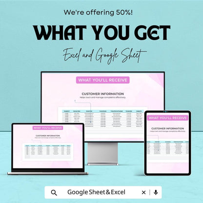 Startup Customer Complaints Log Sheet | Excel & Google Sheets | Complaint Tracker | Customer Service Template | Business CRM Tool