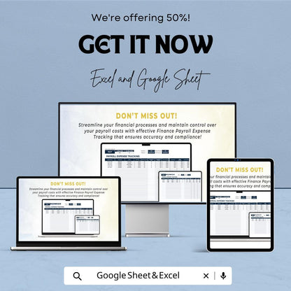 Finance Payroll Expense Tracking Template | Payroll Cost Tracker | Employee Payroll Management | Excel & Google Sheets