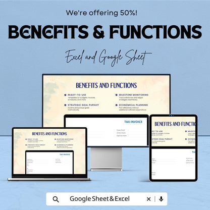 Basic Tax Invoice Template - Excel & Google Sheet, Customizable, Professional Tax Billing, Easy to Use
