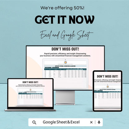 Employee Payroll Accounting Allocation Template | Salary Allocation Template | Employee Management Spreadsheet | Automated Payroll Report