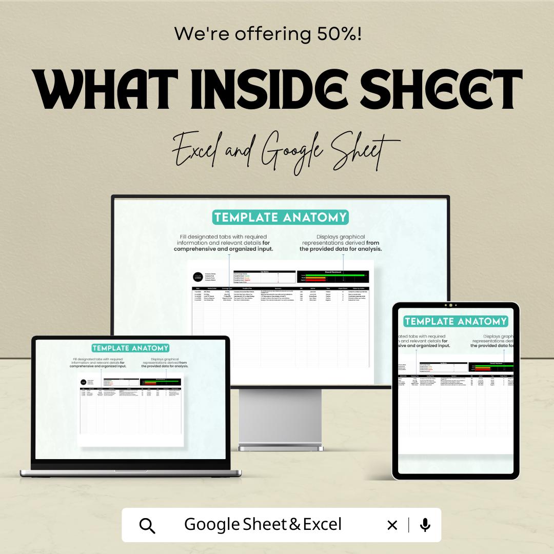 Administration Media Coverage Tracker Template | PR Report Spreadsheet | Excel and Google Sheets | Public Relations Analytics Dashboard