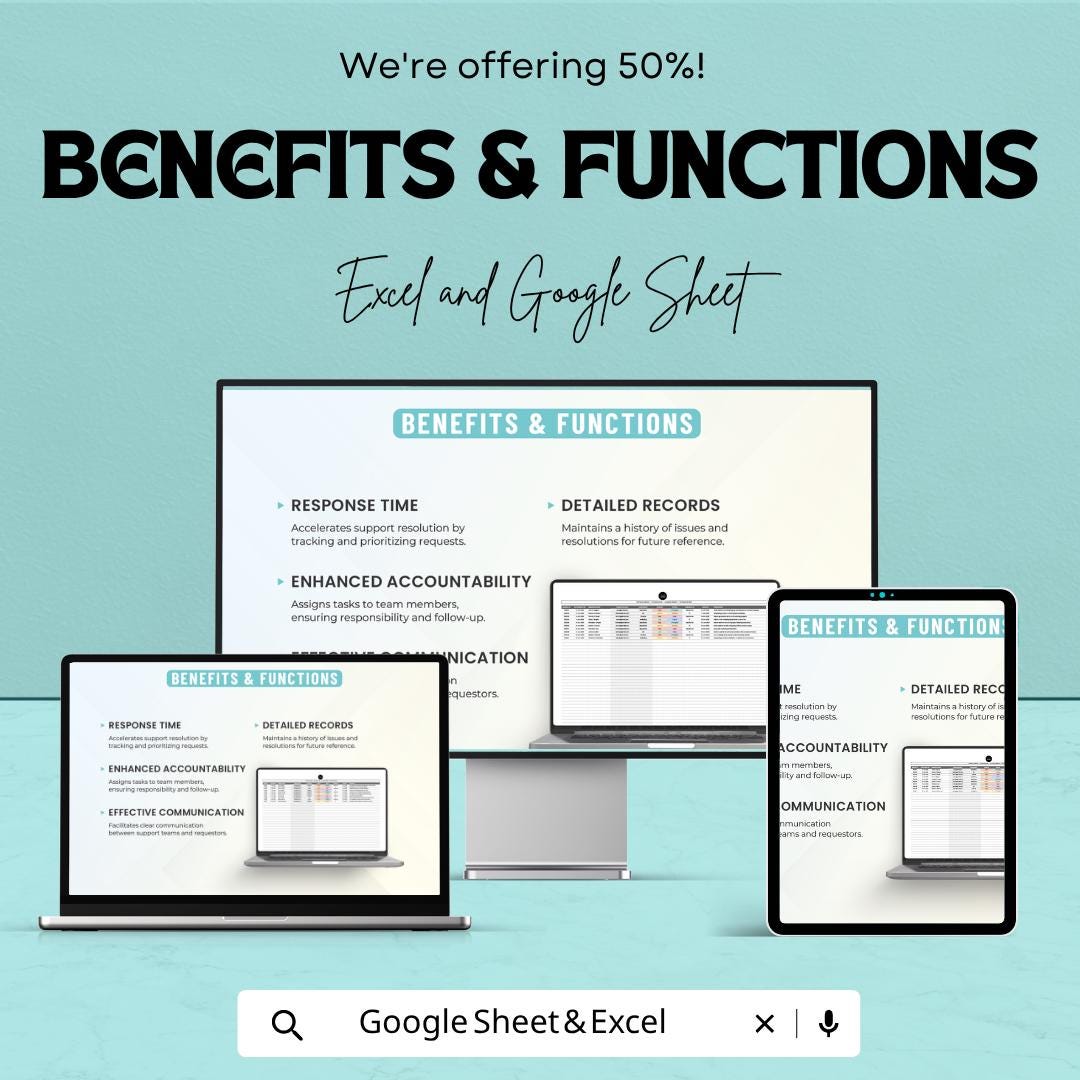 Operations Support Request Log Template | Request Tracking Spreadsheet | IT Help Desk Ticket Log | Workflow Management Template |