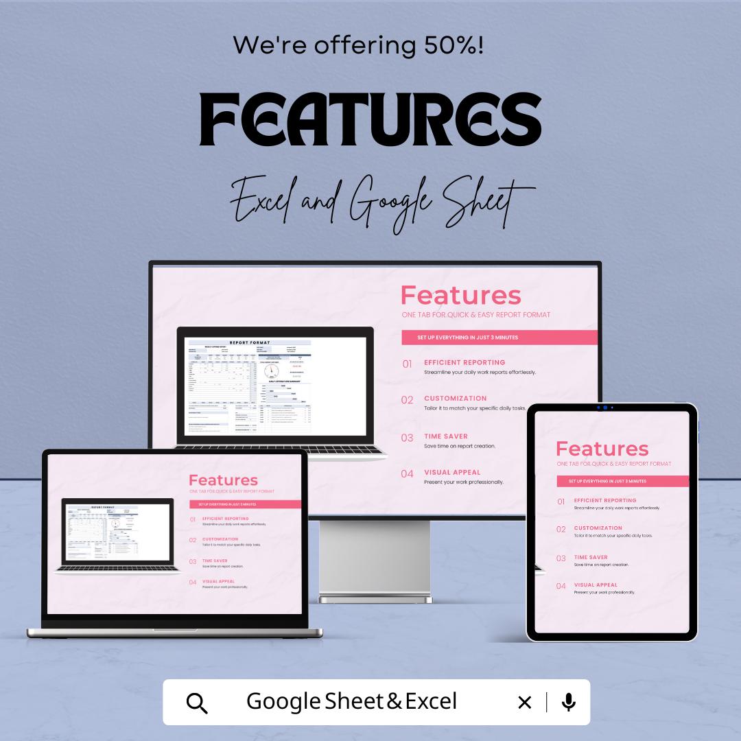 Report Format Template | Weekly Expense Report | Business Report Sheet | Editable Tracking Template | Work Report Spreadsheet