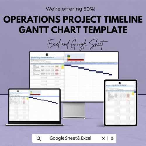 Operations Project Timeline Gantt Chart Template | Project Schedule Tracker | Excel & Google Sheets