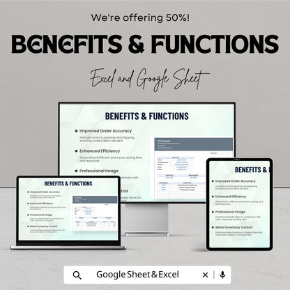 Shipping Packing Slip Sheet | Excel & Google Sheets Template | Shipping Label Template | Order Fulfillment Tracker | Packing List Generator