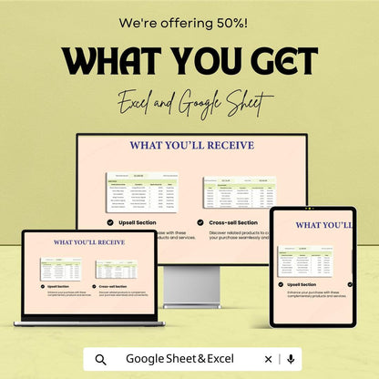 Sales Account Upsell and Cross-Sell Tracker Template | Sales Management Spreadsheet | Excel & Google Sheets CRM Tool | Growth Tracker |